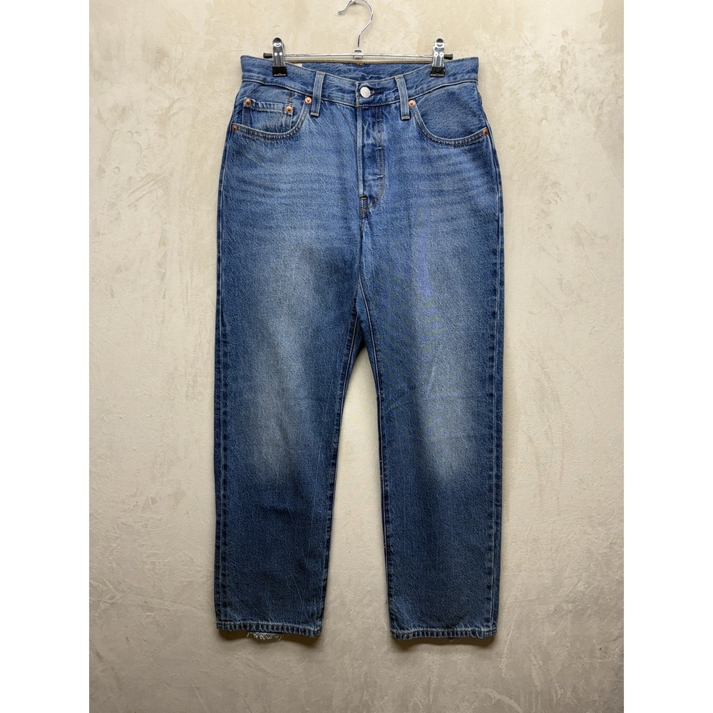 Levi's 501 Jeans Womens 26x30 Premium Blue Medium Wash Straight Leg Distressed